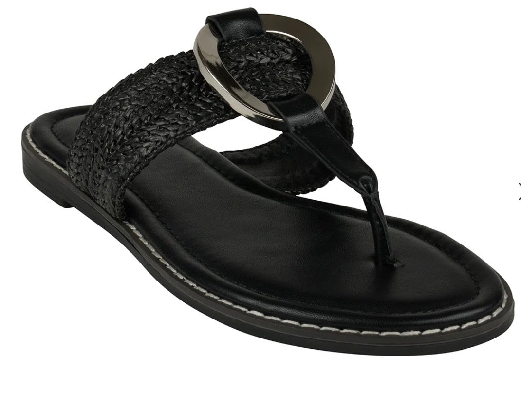 G.C. Shoes Women's Jovie Black Thong Flat Sandals