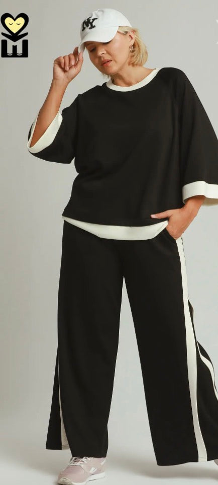 LUXEKNIT Colorblock Crewneck Raglan Sleeve Top