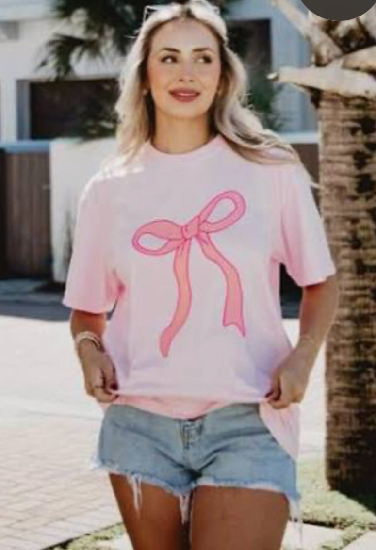 Katydid Collection Pink Coquette Bow Graphic Tee