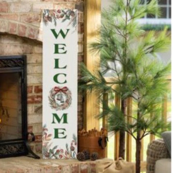 Evergreen Winter Grove Wreath And Bell Porch Leaner, Welcome