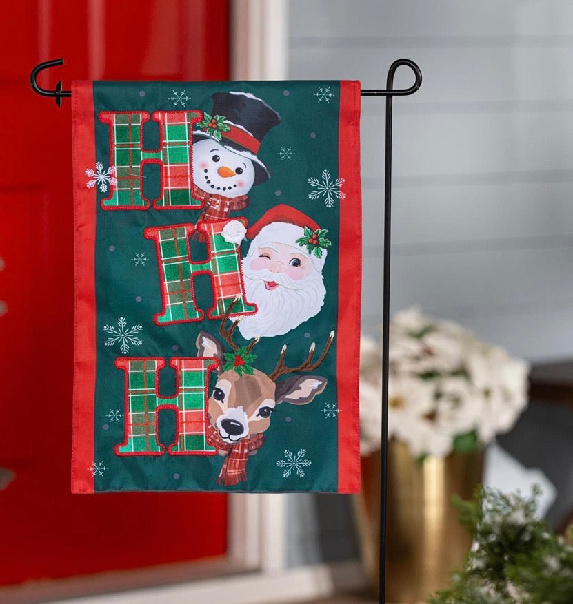 Evergreen Ho Ho Ho Christmas Icons Applique Flag, Garden