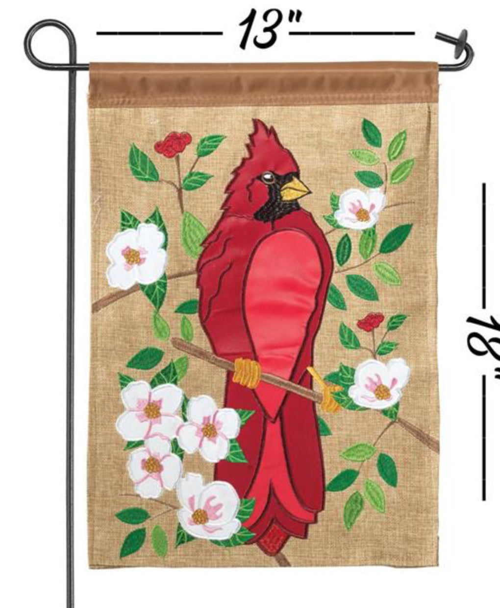 Magnolia Garden Flag Cardinal Burlap Polyester 13x18