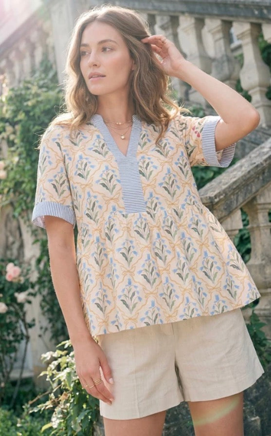 She & Sky SHORT SLEEVE EMBROIDERED TOP