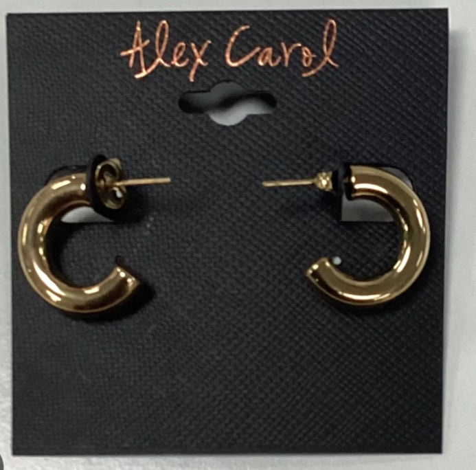 Alex Carol 20mm small open 5mm hollow hoop gold color water resistant