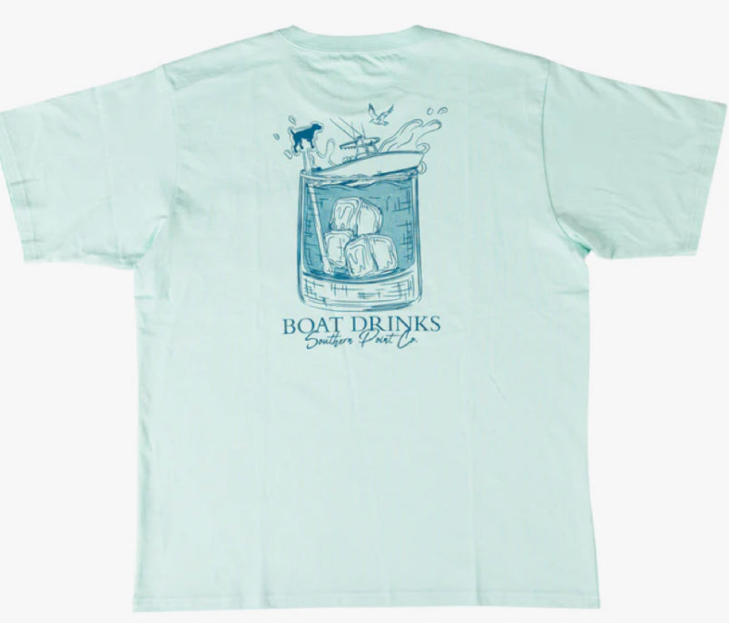 Southern Point Co. Boat Drinks Short Sleeve Tee Sky Blue