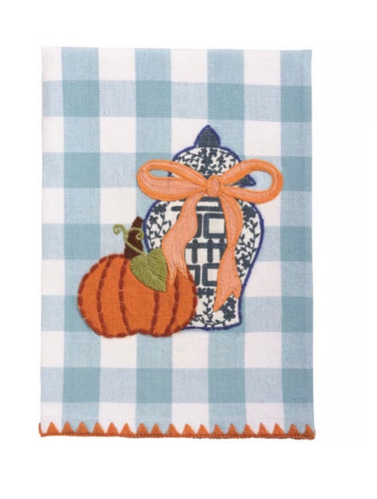 Mudpie Gingham Applique Topiary Towel