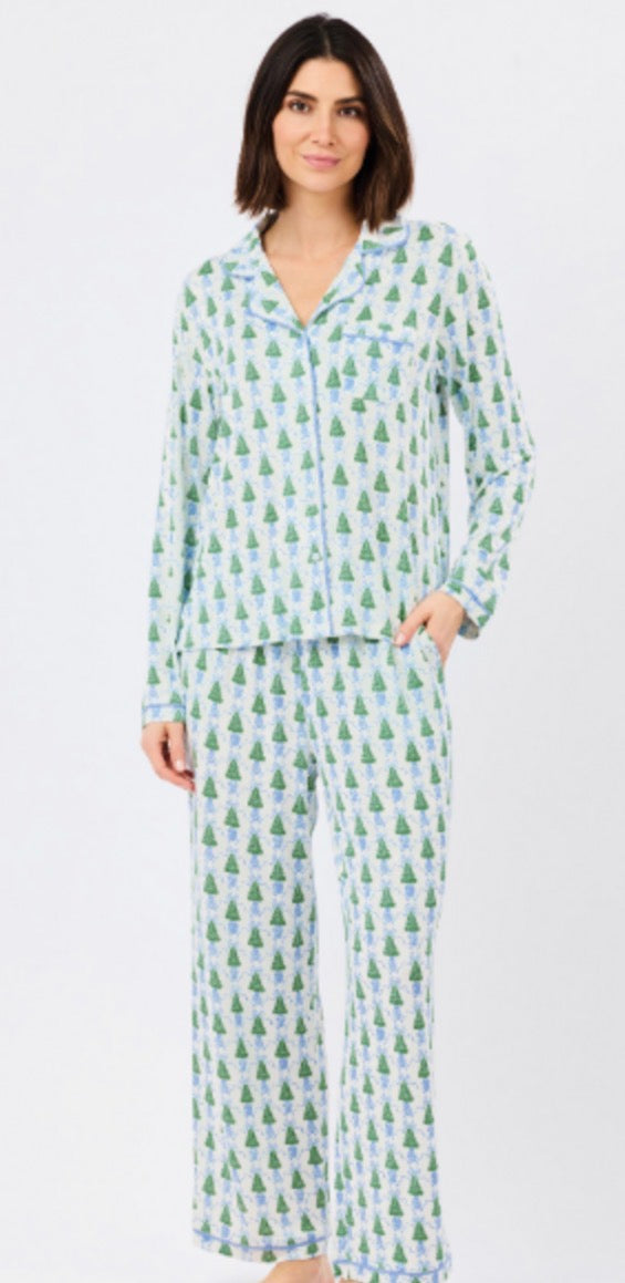 Mary Square Winter Pine Blue Charlotte Pant Set