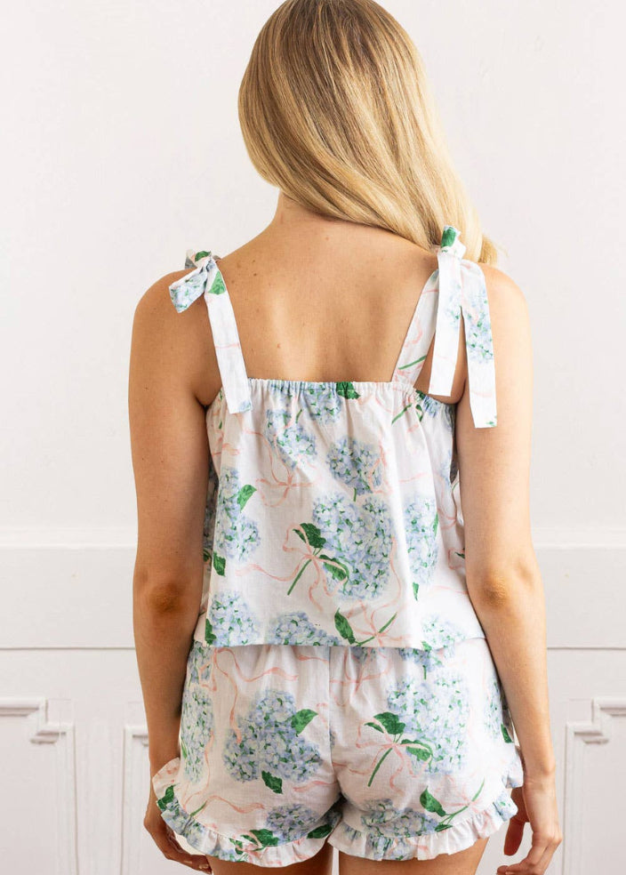 8 Oak Lane Tie Top Pj Set - Hydrangea Ribbons