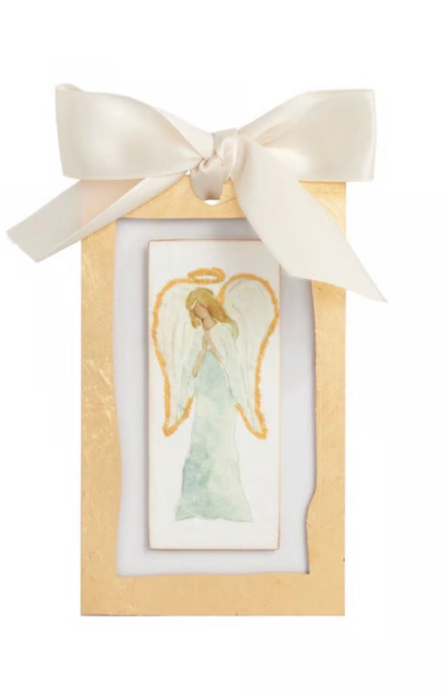 Mudpie Front Facing Angel Gold Painted Acrylic Ornament