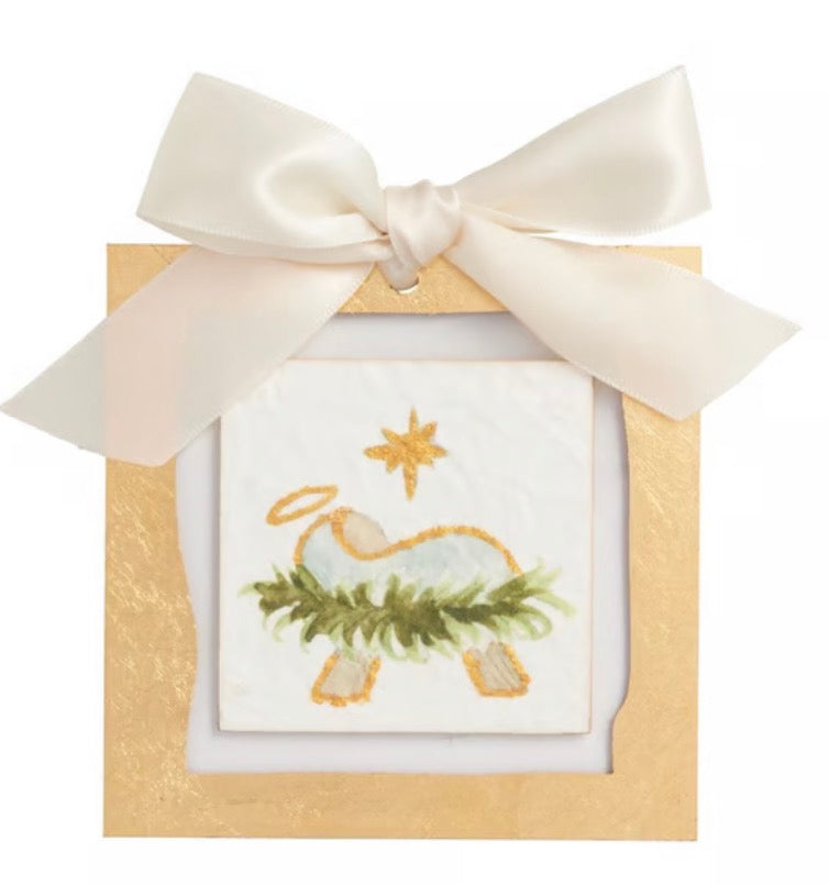 Mudpie Baby Jesus Gold Painted Acrylic Ornament