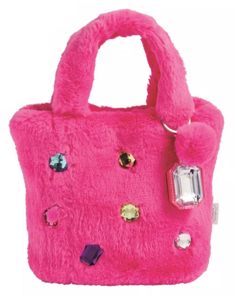 Mudpie Hot Pink Glitzy Purses With Lip Gloss Keychain