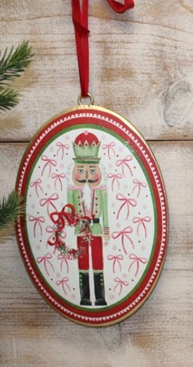 Nutcrackers Oval Glittered Disk Ornament