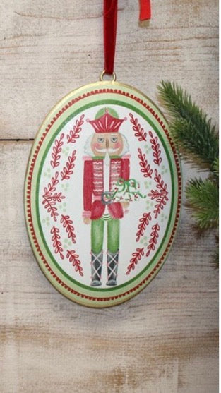 Nutcrackers Oval Glittered Disk Ornament