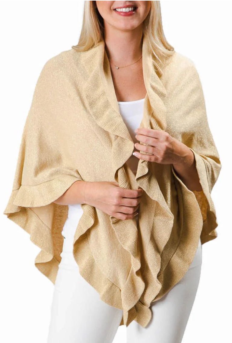 Top It Off Ava Ruffle Wrap Metallic Gold