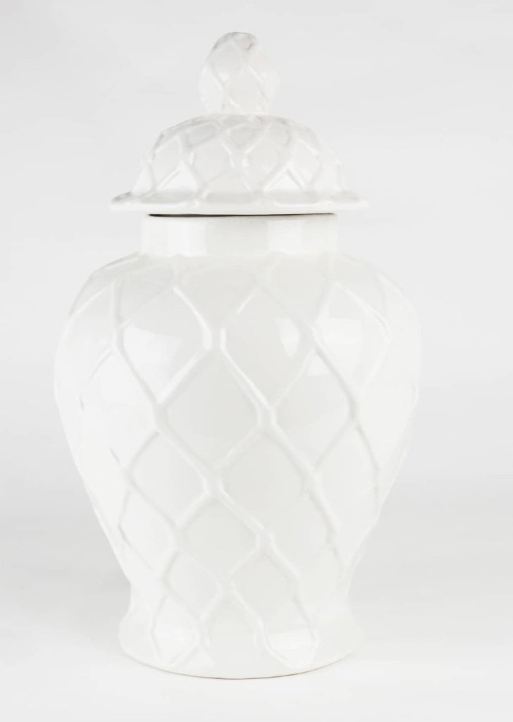 8 Oak Lane XL Textured Ginger Jar White