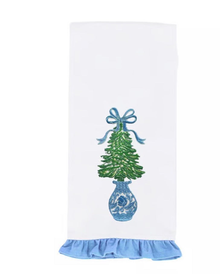 Mary Square Winter Pines Tree Tea Towel