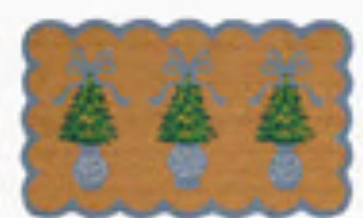 Mary Square Door Mat Scalloped Winter Pines