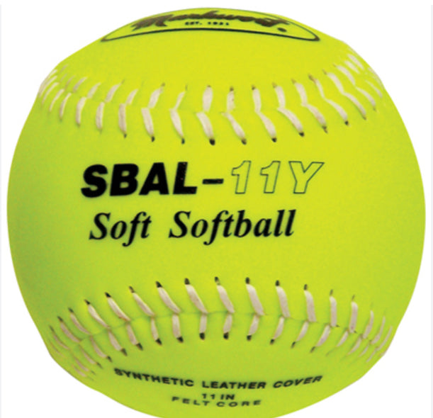 Synthetic Leather Cover Soft Balls 11in 4.5oz Yellow