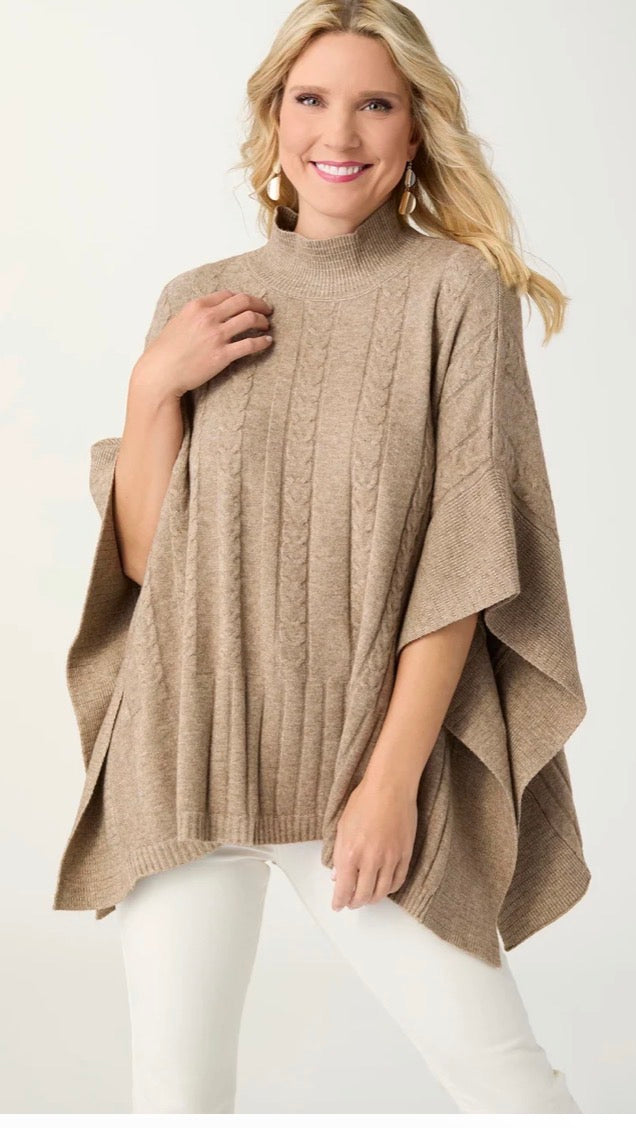 Coco + Carmen Heavenly luxe Cable knit Mock Neck Poncho