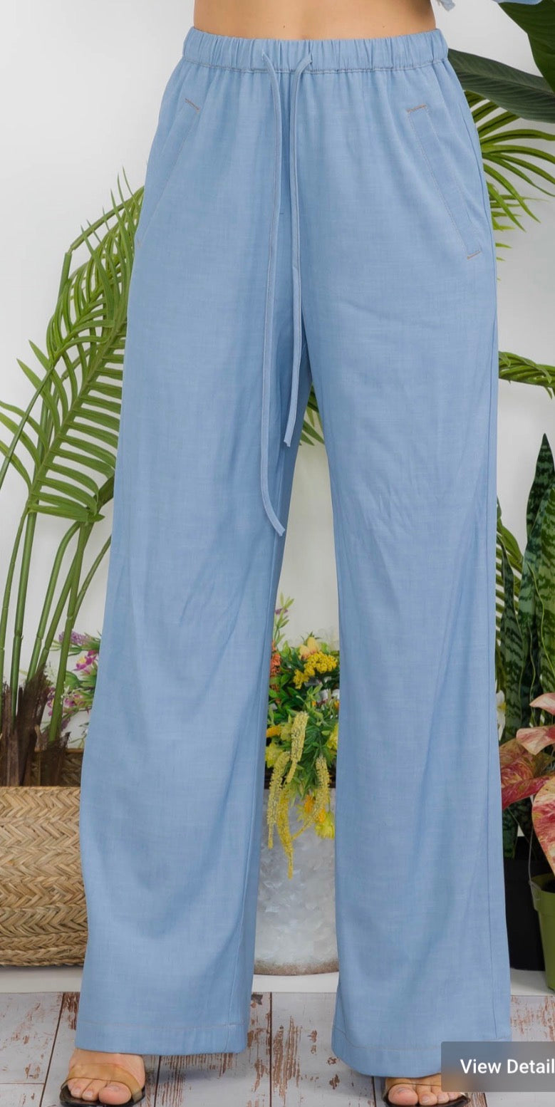 Drawstring Denim Pants Light Denim