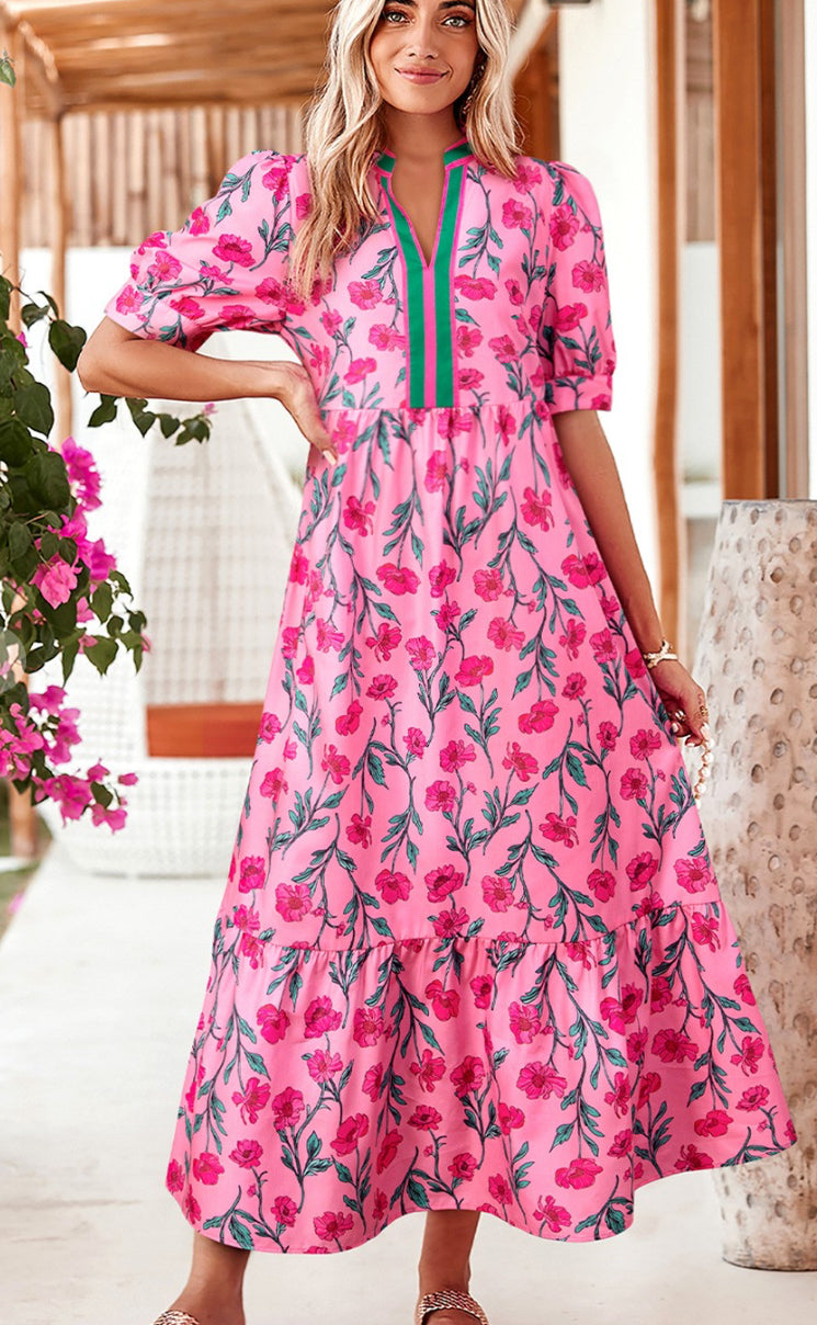 Floral Long Pink Dress