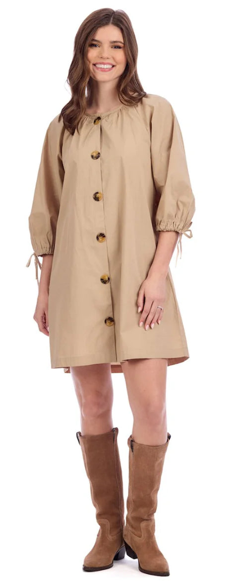 Mudpie Pheebes Button Down Dress Tan