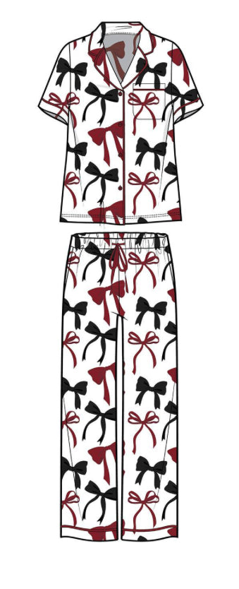Mary Square Pant Set Charlotte Bows garnet / black