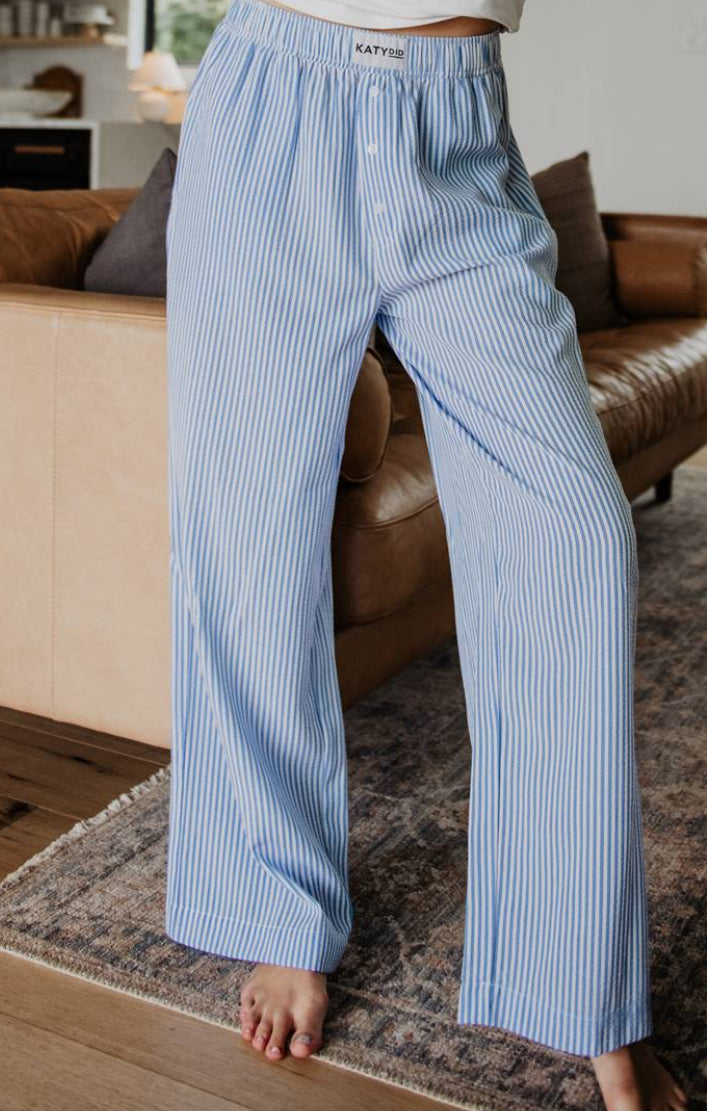Katydid Blue Striped Boxer Pants