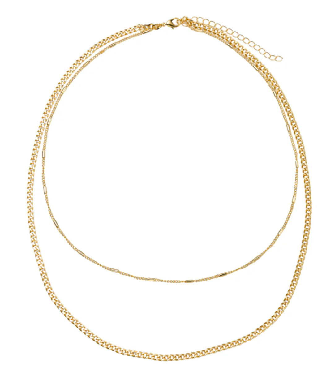 Jane Marie 18K Gold Plated Gold Chain 2 Layer Necklace