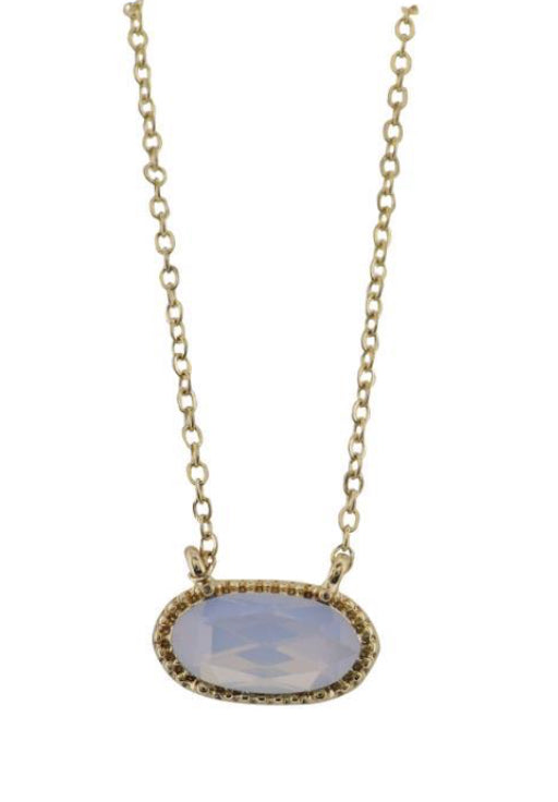 Jane Marie 18K Gold Plated Chain Necklace with Moonstone Oval