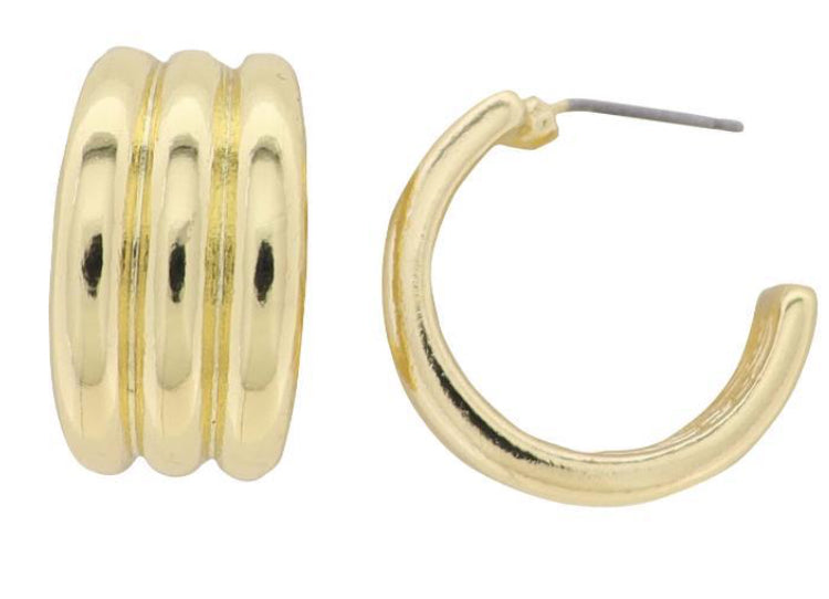 Jane Marie 18K Gold Plated Ridged Hoop Earring