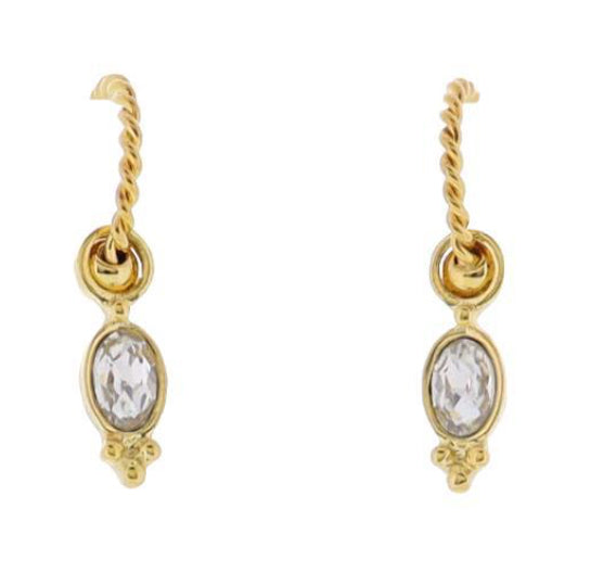 Jane Marie 18K Gold Plated Rope Hoop Earrings With Clear Crystal