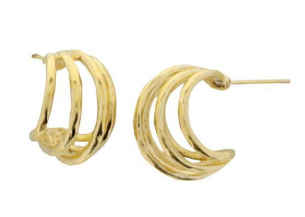 Jane Marie 18K Gold Plated Gold Multi Line Open Huggie Earrings