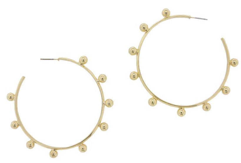 Jane Marie 18K Gold Plated Large Hoop Earring with Bubble Accents