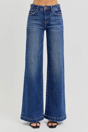 Risen TC-High Rise-Wide Leg Adjustable WB Jeans Dark