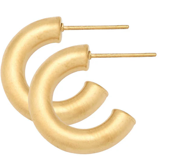 Alex Carol 20mm Small Open 5MM Hollow Hoop Gold Matte Color Water Resistant