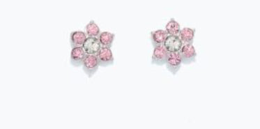 Periwinkle Cuties Earrings Pink Crystal Flowers