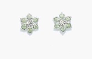 Periwinkle Cuties Earrings Mint Crystal Flowers