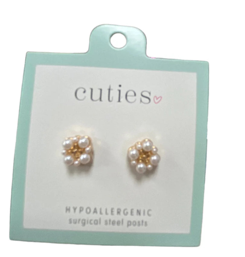Periwinkle Cuties Earrings Gold Squares With Pearls