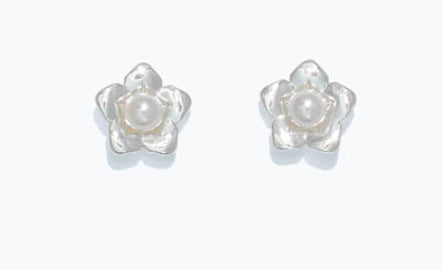 Periwinkle Cuties Earrings Silver Flowers With Pearls