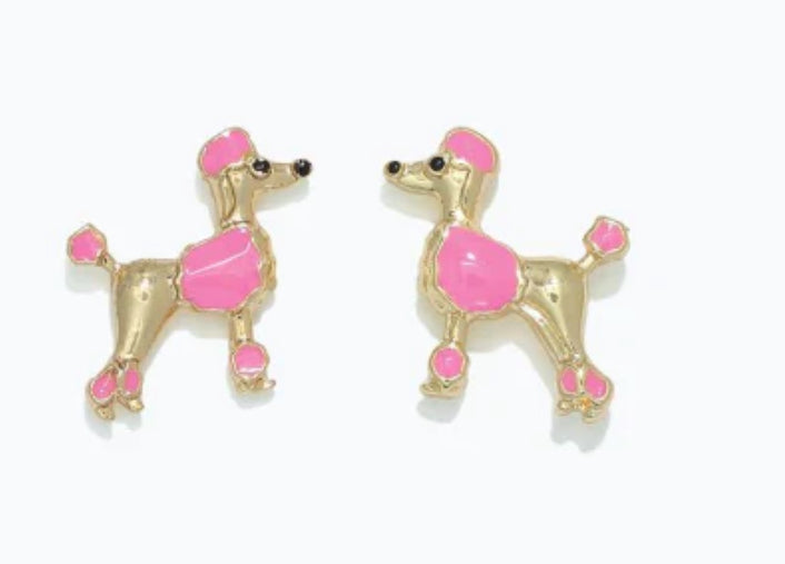 Periwinkle Cuties Earrings Pink And Gold Poodles