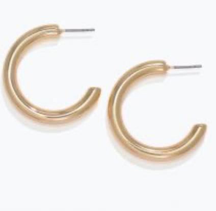 Periwinkle Earrings Gold Round Hoops