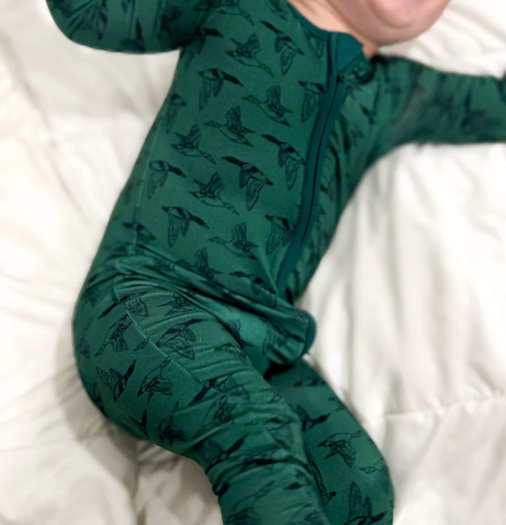 Old South Migration Duck Pattern Onesie Green