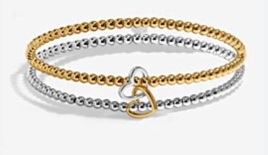 A Little & Co Reva Linked Hearts Silver & Gold Tone Plated Linked