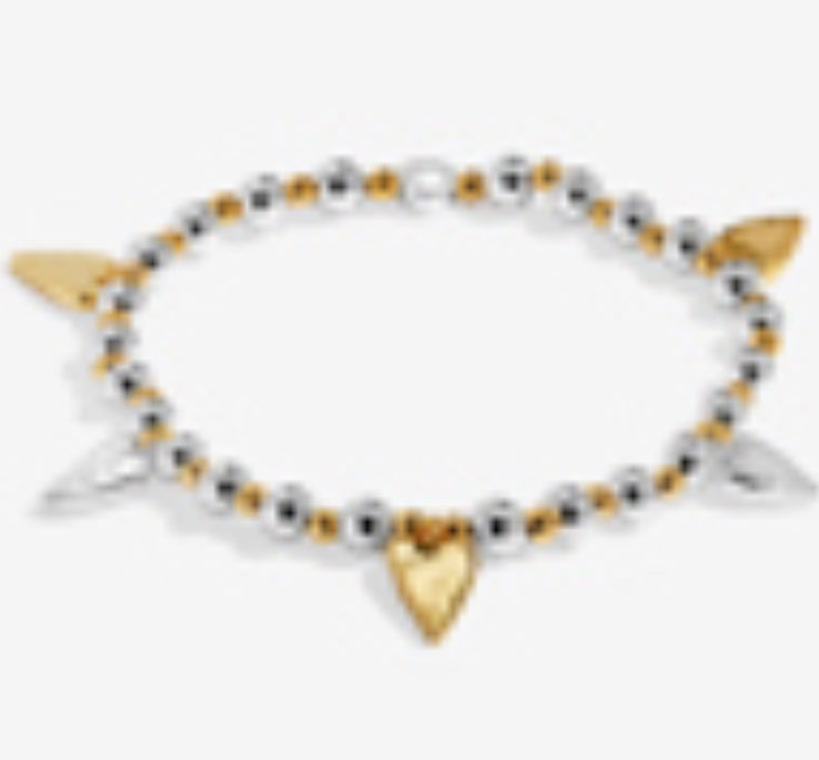 A Little & Co Reva Textured Hearts Silver & Gold Toned Plated Bracelet