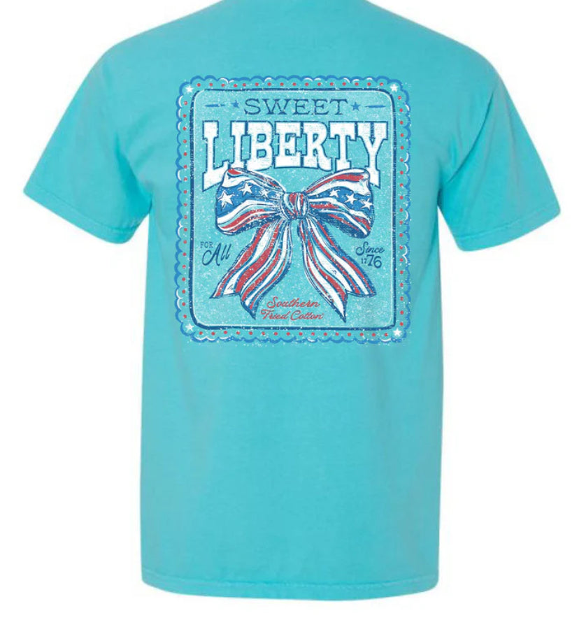 Southern Fried Cotton Youth Sweet Liberty Bow Lagoon SFY02303