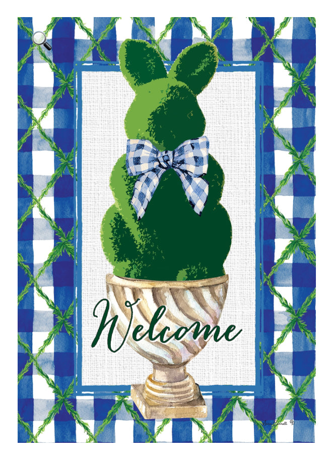 Custom Decor Bunny Topiary Flag- By Sara Carroll