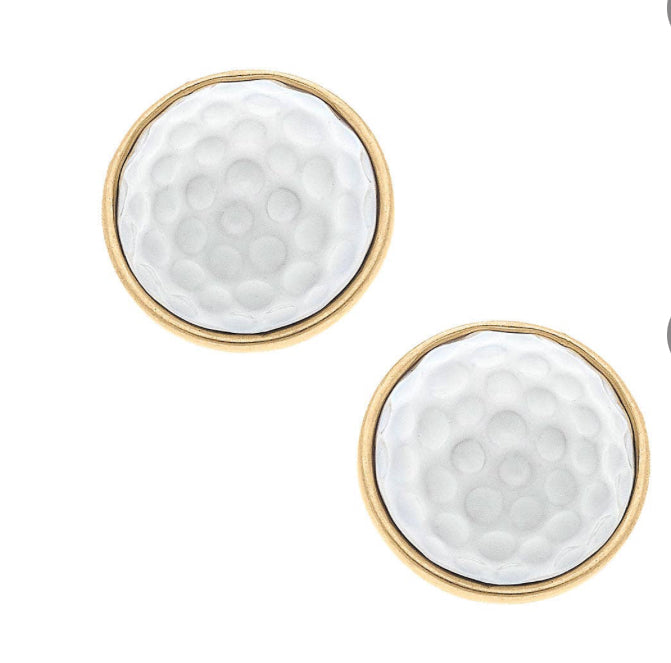 Canvas Flynn Golf Ball Stud Earrings In White