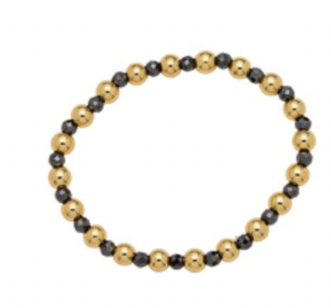Alex Carol 6mm Gold Ball 4mm Faceted Hematite