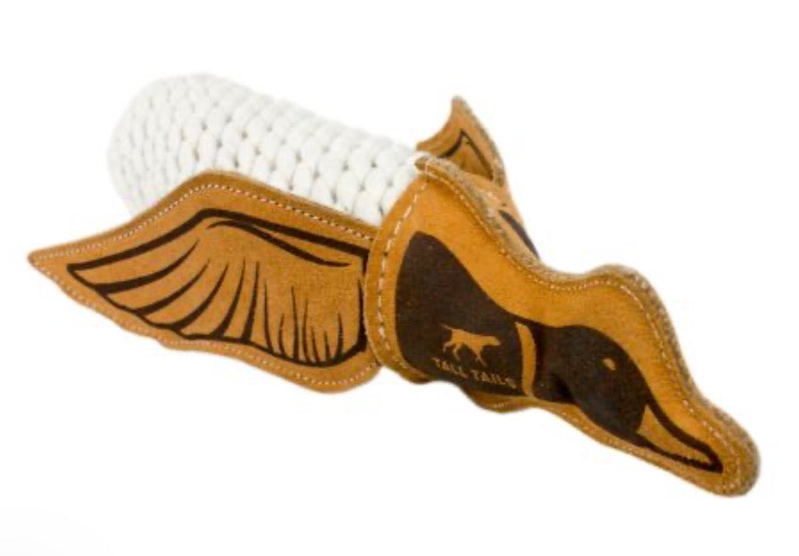 Tall Tails NATURAL LEATHER QUACKER ROPE TUG DOG TOY